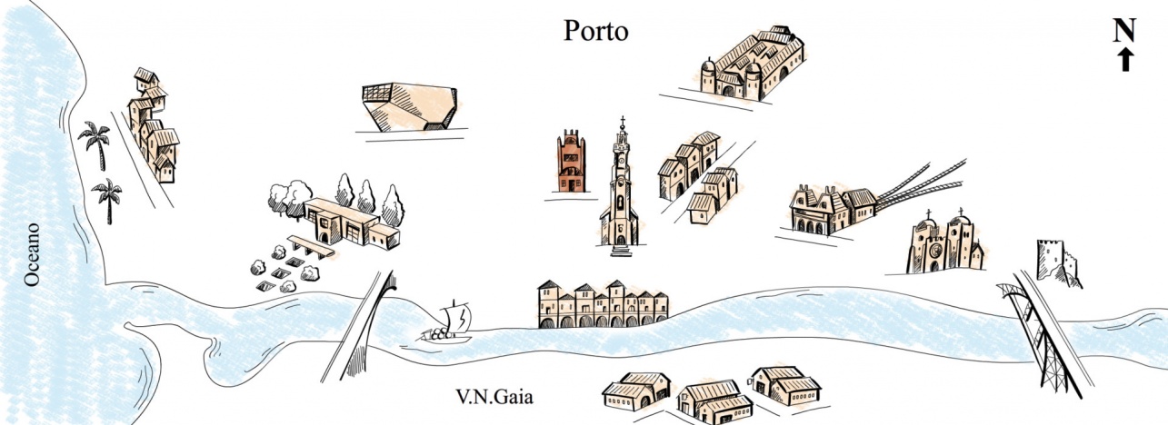 mapa ilustrado da cidade do Porto